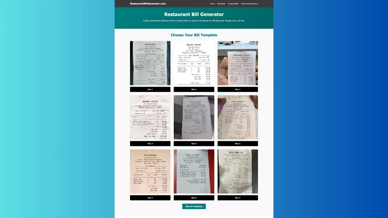 Online Restaurant Bill Generator - Complete Free Tool Guide